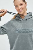 Кофта Guess жіноча колір зелений з капюшоном з аплікацією