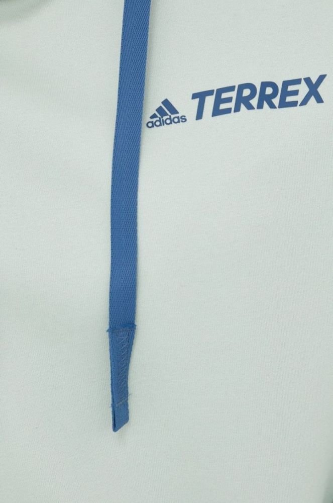 Кофта adidas TERREX жіноча колір зелений з капюшоном однотонна фото 5