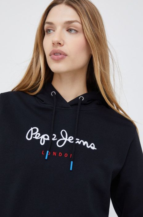 Бавовняна кофта Pepe Jeans жіноча колір чорний з аплікацією (2623951)