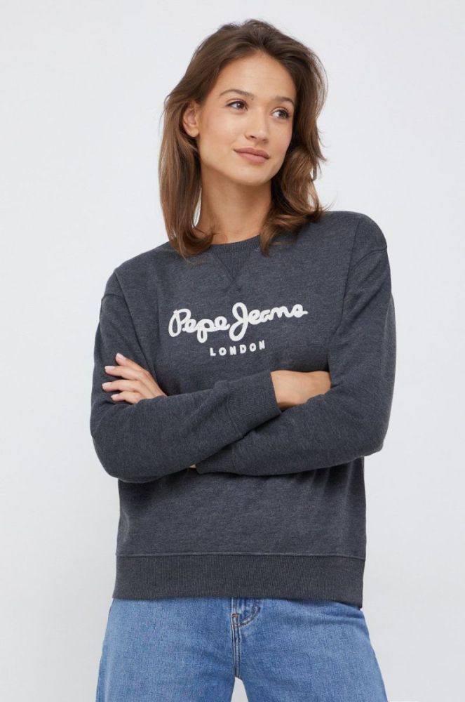 Кофта Pepe Jeans жіноча колір сірий з аплікацією (2517643) фото 4