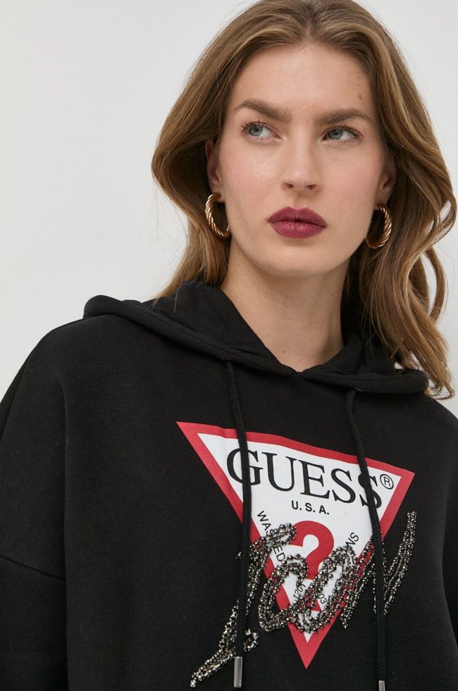 Кофта Guess жіноча колір чорний з аплікацією (2693873)