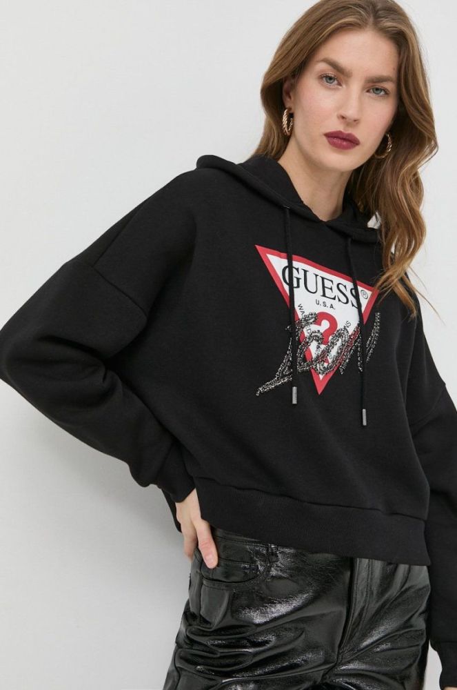 Кофта Guess жіноча колір чорний з аплікацією (2693873) фото 4
