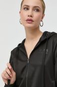Кофта Guess Marthe жіноча колір чорний з капюшоном з принтом