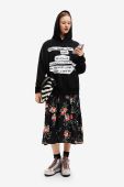 Бавовняна кофта Desigual жіноча колір чорний з принтом (2585599)