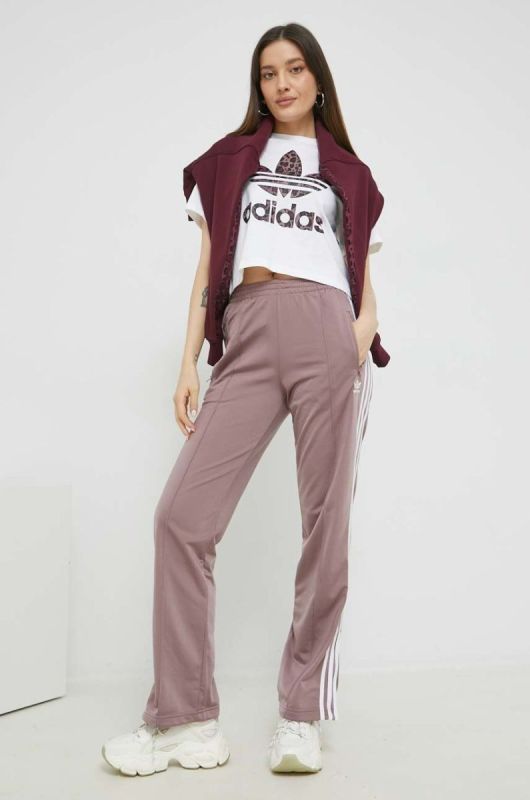 Бавовняна кофта adidas Originals жіноча колір фіолетовий з капюшоном однотонна (2795971) фото 2