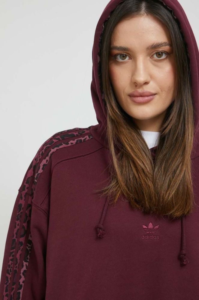 Бавовняна кофта adidas Originals жіноча колір фіолетовий з капюшоном однотонна (2795971) фото 4