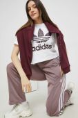 Бавовняна кофта adidas Originals жіноча колір фіолетовий з капюшоном однотонна (2795971)