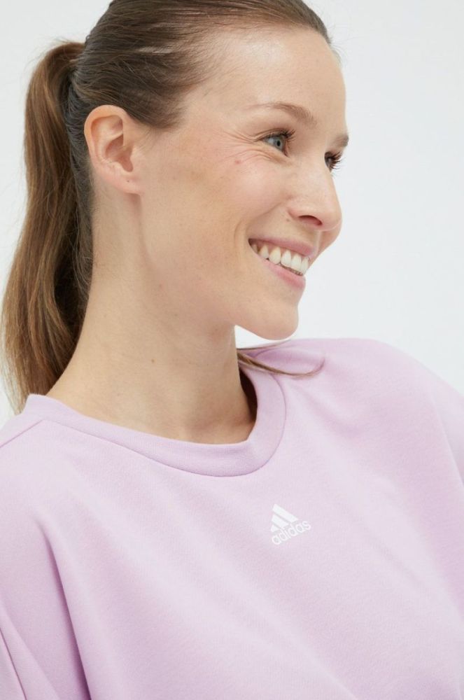 Тренувальна кофта adidas Studio жіноча колір фіолетовий однотонна фото 4