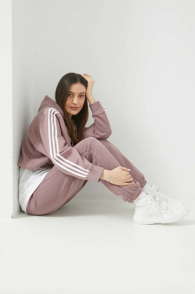 Кофта adidas Originals жіноча колір рожевий з капюшоном однотонна (2795981)