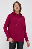 Бавовняна кофта Tommy Hilfiger жіноча колір фіолетовий з капюшоном з аплікацією (2788656)
