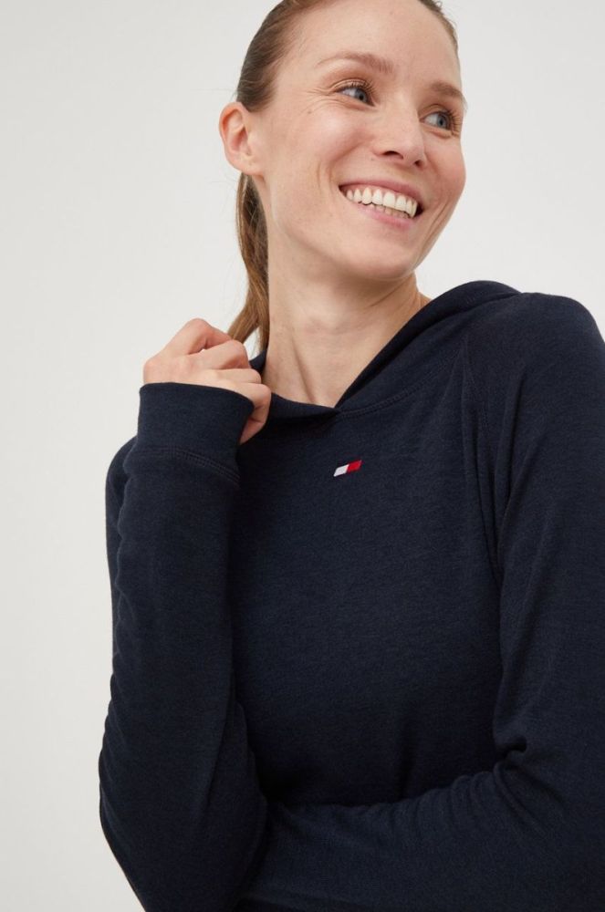 Кофта Tommy Hilfiger жіноча колір синій з капюшоном однотонна (2774360) фото 4