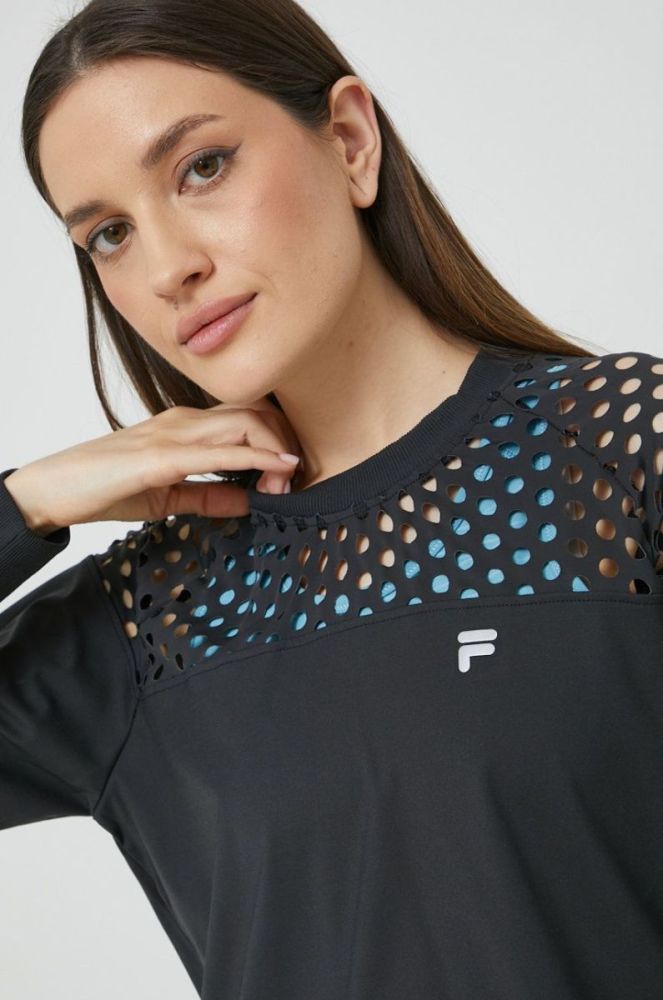 Спортивна кофта Fila Racharia жіноча колір чорний однотонна фото 4
