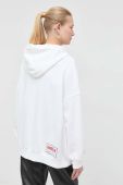 Бавовняна кофта Pinko x Diabolik жіноча колір білий з капюшоном з аплікацією