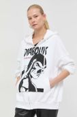 Бавовняна кофта Pinko x Diabolik жіноча колір білий з капюшоном з аплікацією