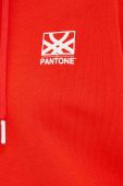Бавовняна кофта United Colors of Benetton X Pantone жіноча колір червоний з капюшоном з принтом