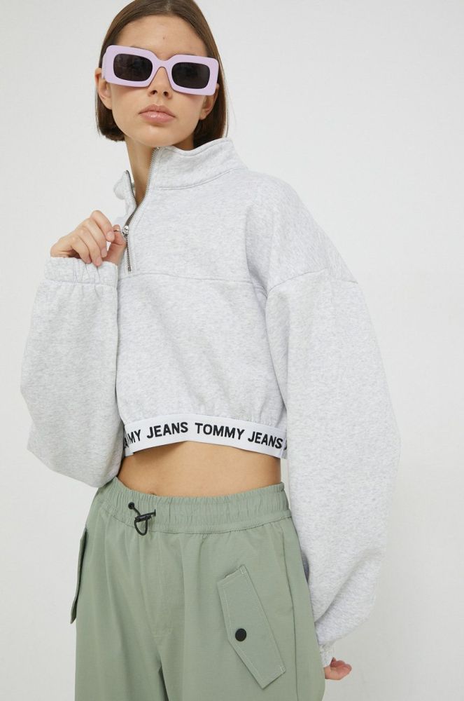 кофта Tommy Jeans жіноча колір сірий меланж