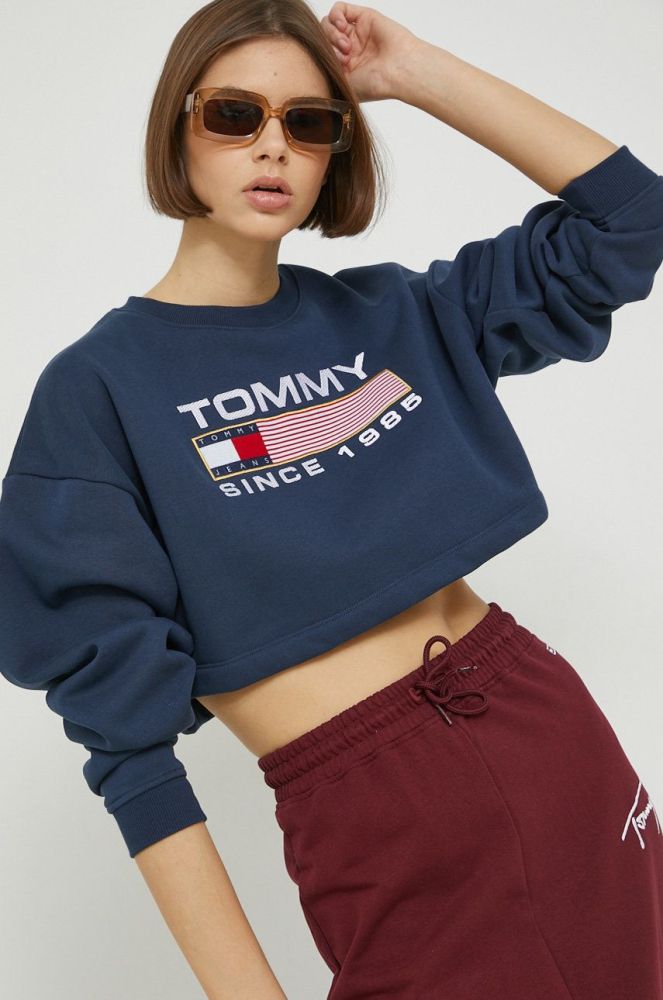 кофта Tommy Jeans жіноча колір синій з аплікацією (2858055)