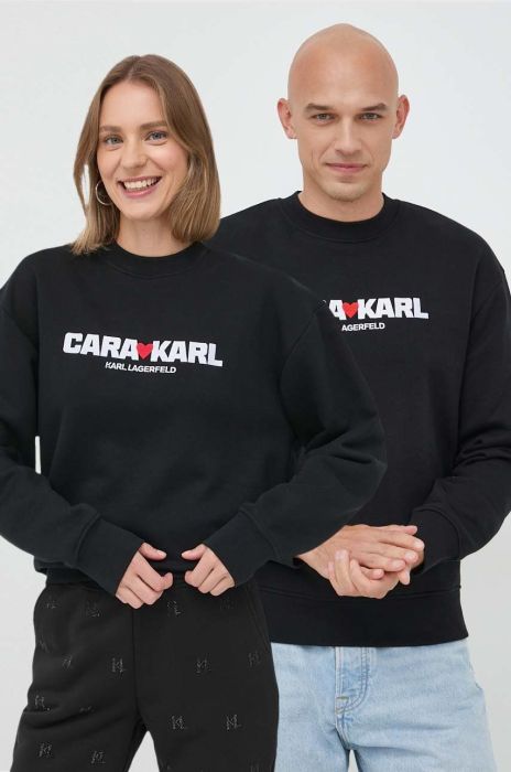 Кофта Karl Lagerfeld Karl Lagerfeld x Cara Delevingne жіноча колір чорний з аплікацією