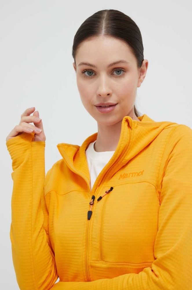 Спортивна кофта Marmot колір помаранчевий з капюшоном однотонна фото 4