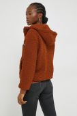 Кофта Kangol жіноча колір коричневий з капюшоном однотонна