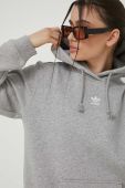 Бавовняна кофта adidas Originals жіноча колір сірий з капюшоном меланж IA6418-grey