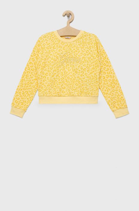 Дитяча бавовняна кофта Guess колір жовтий візерунок