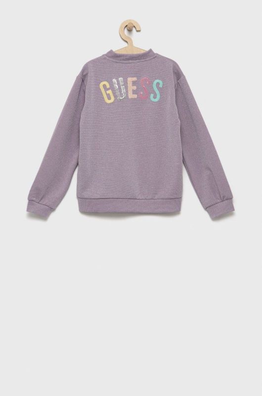 Дитяча кофта Guess колір фіолетовий з аплікацією (2567174) фото 2