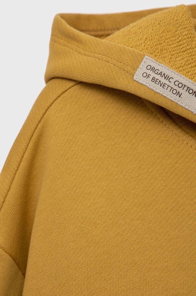 Дитяча бавовняна кофта United Colors of Benetton колір жовтий однотонна (2713290) фото 3