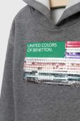 Дитяча кофта United Colors of Benetton колір сірий з капюшоном з аплікацією (2823719)