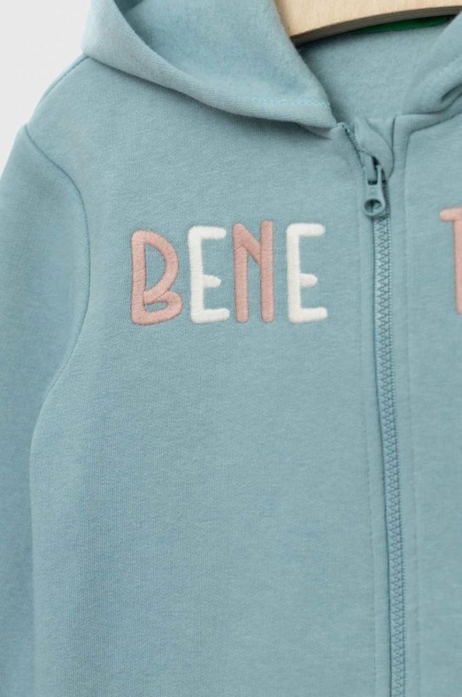 Дитяча кофта United Colors of Benetton з капюшоном з аплікацією колір блакитний (2823760) фото 3