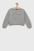 Дитяча бавовняна кофта Sisley колір сірий з аплікацією