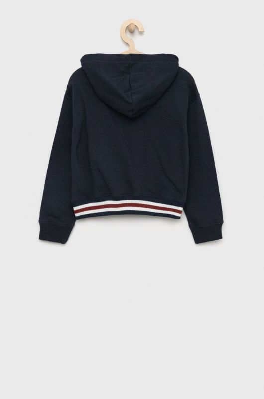Дитяча кофта Pepe Jeans колір синій з капюшоном з аплікацією фото 2