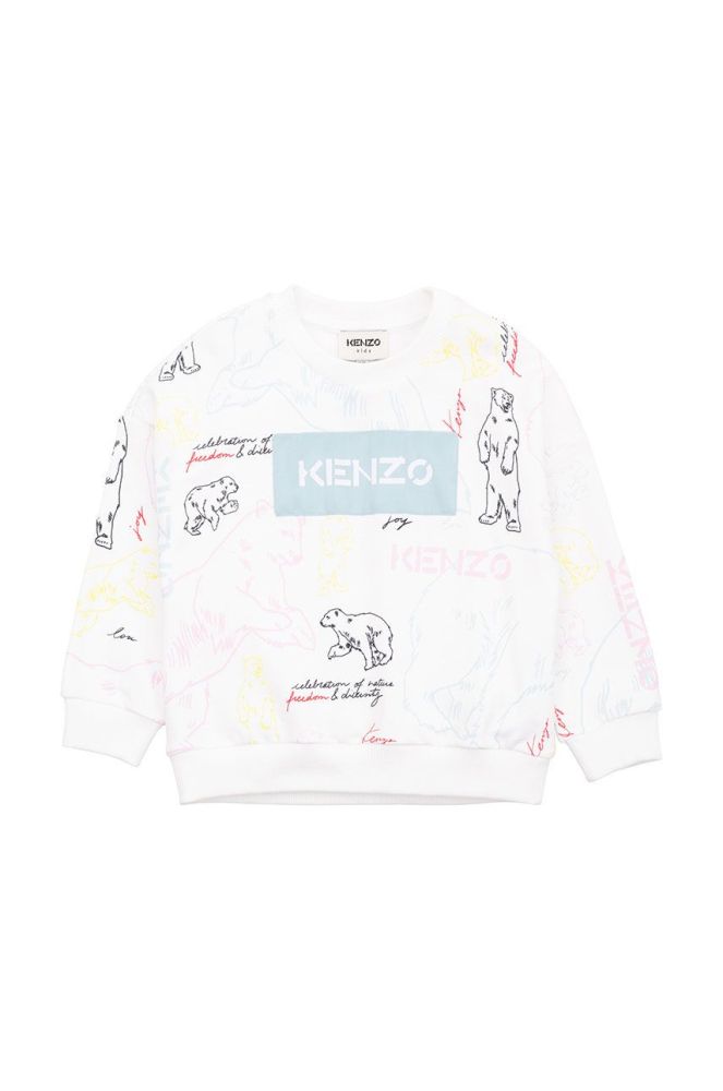 Дитяча бавовняна кофта Kenzo Kids колір білий візерунок (2549106)