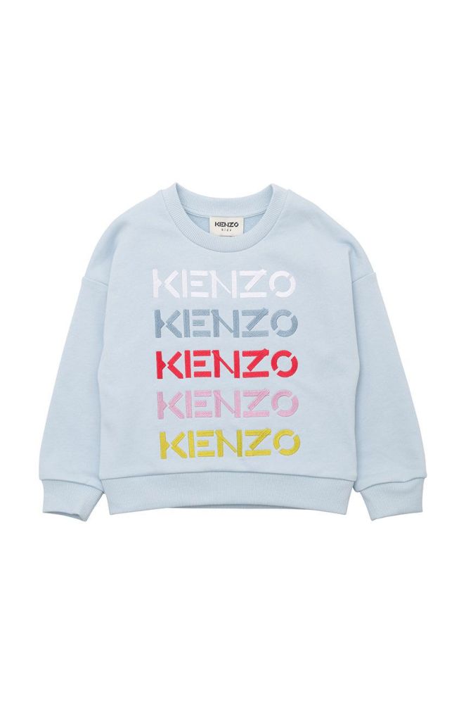 Дитяча бавовняна кофта Kenzo Kids з аплікацією колір блакитний