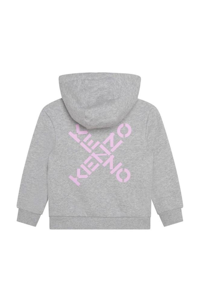 Дитяча бавовняна кофта Kenzo Kids колір сірий меланж фото 3