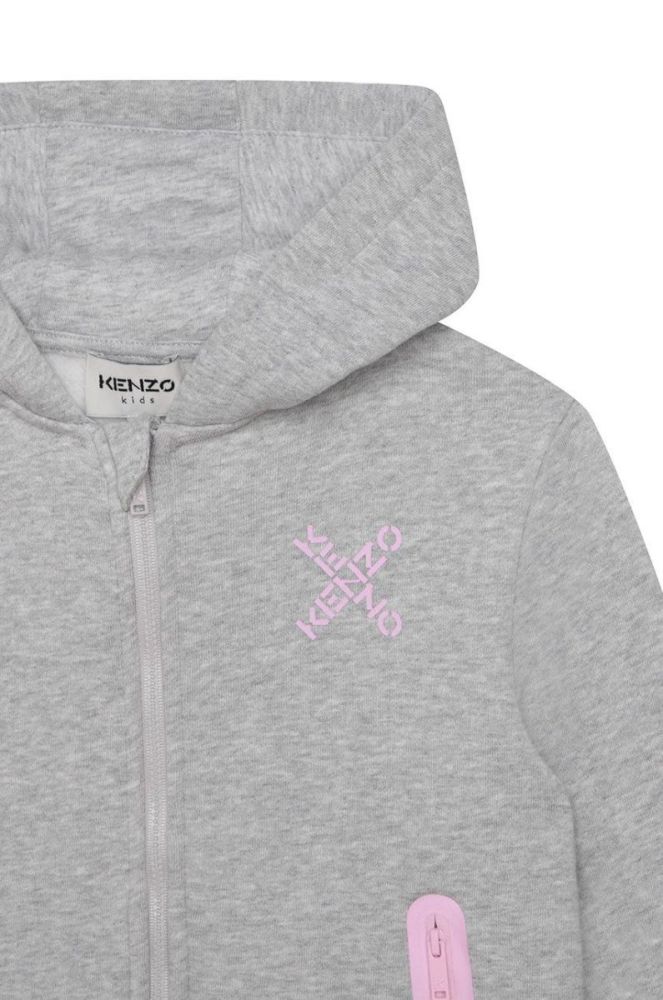 Дитяча бавовняна кофта Kenzo Kids колір сірий меланж фото 4