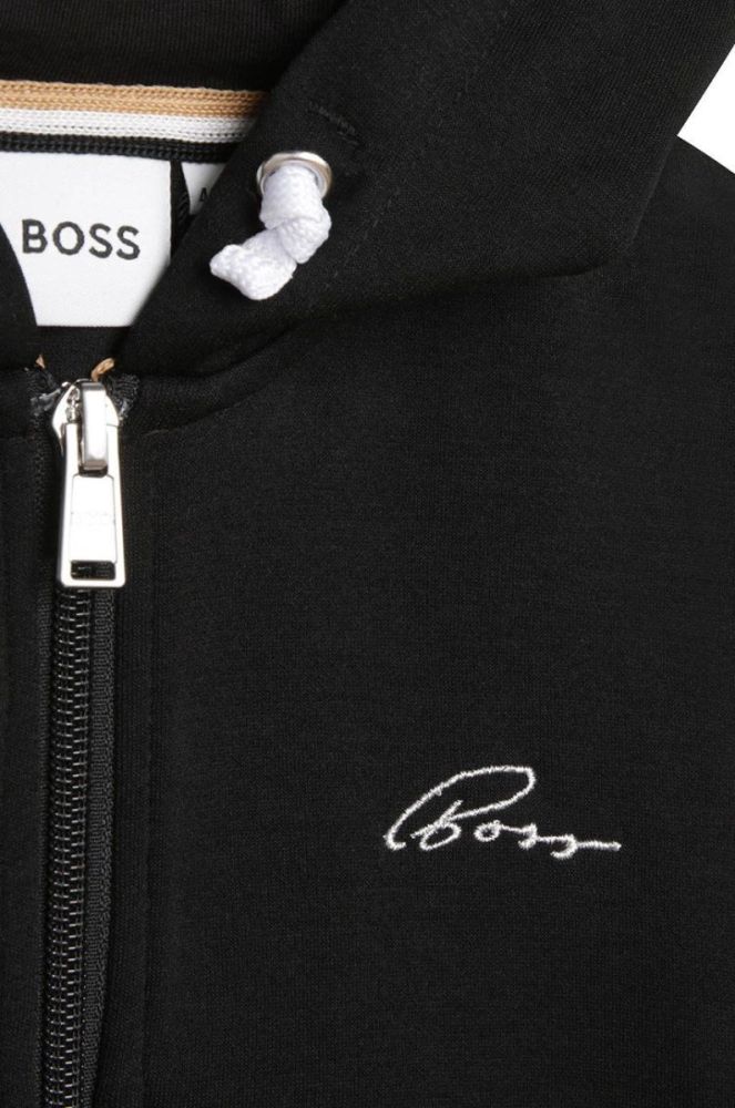 Дитяча бавовняна кофта BOSS колір чорний з аплікацією фото 3