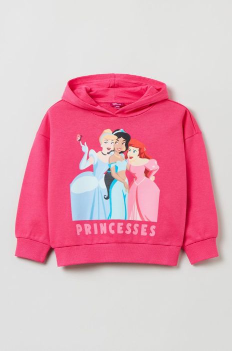 Дитяча бавовняна кофта OVS колір рожевий з капюшоном з принтом