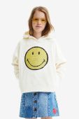 Дитяча бавовняна кофта Desigual колір білий з аплікацією