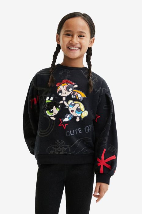 Дитяча бавовняна кофта Desigual колір чорний з аплікацією (2610947)