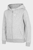 Дитяча кофта 4F колір сірий з капюшоном однотонна Дитяча кофта 4F колір сірий з капюшоном однотонна