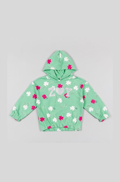 Дитяча кофта zippy колір зелений з капюшоном візерунок