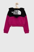 Дитяча бавовняна кофта The North Face колір рожевий з капюшоном візерунок