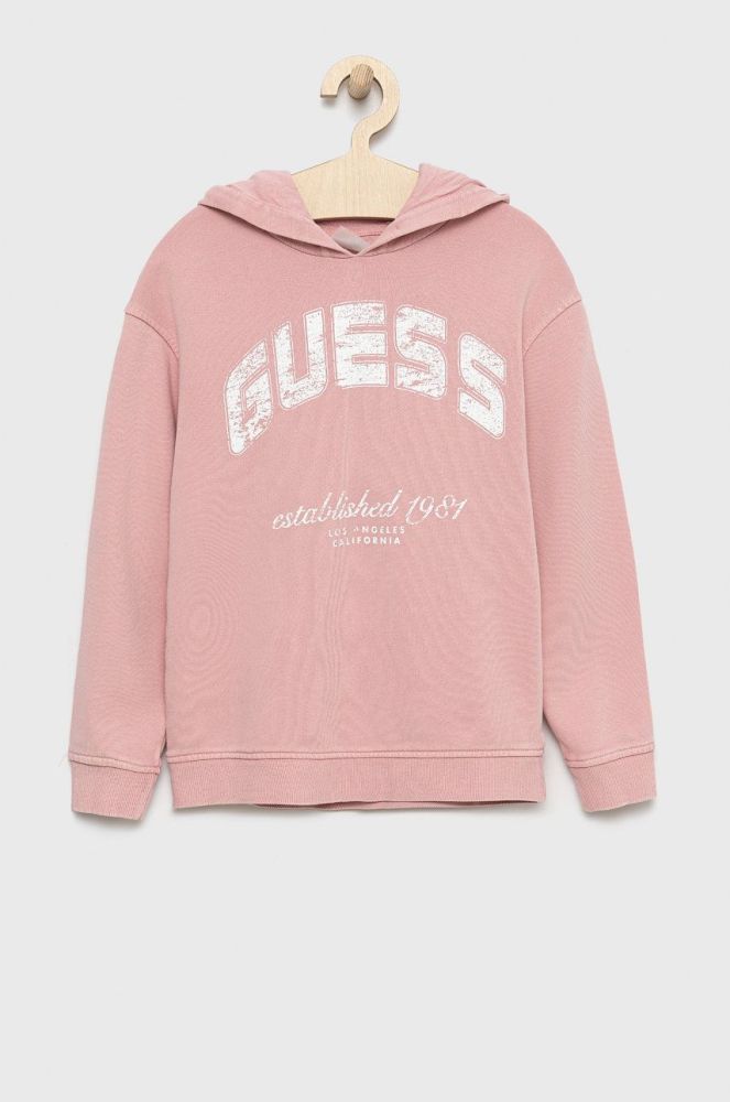 Дитяча бавовняна блузка Guess колір рожевий з принтом