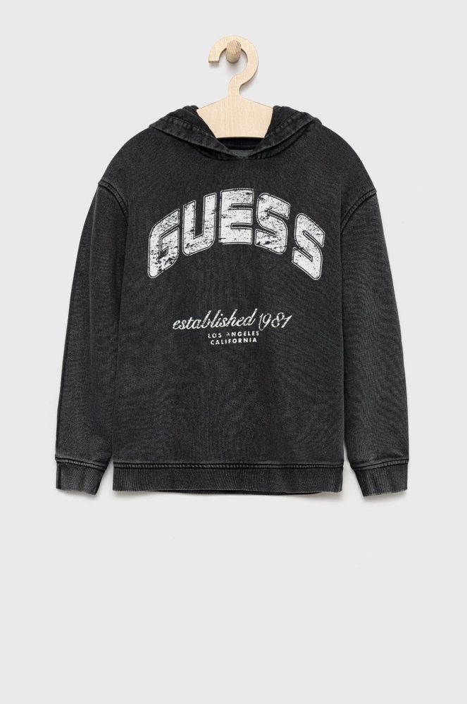 Дитяча бавовняна блузка Guess колір чорний з принтом