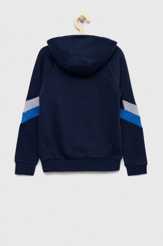 Дитяча кофта adidas Originals колір синій з капюшоном з аплікацією фото 2
