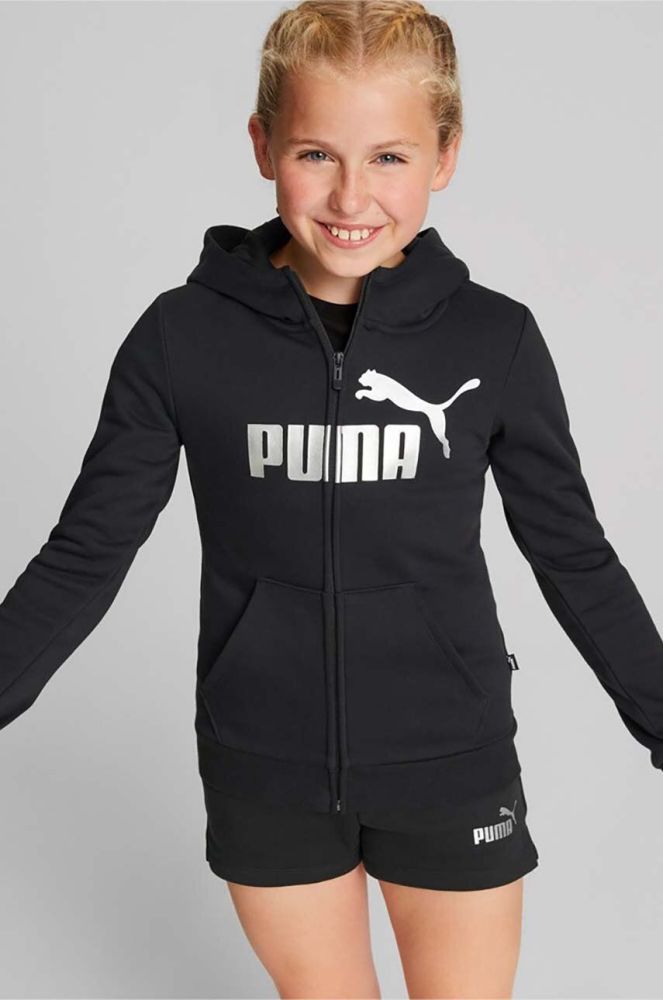 Дитяча кофта Puma колір чорний з принтом
