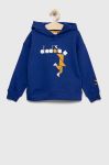 Дитяча кофта Diadora з капюшоном з принтом колір блакитний