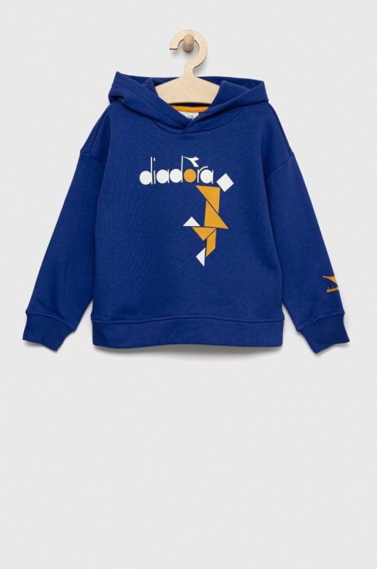 Дитяча кофта Diadora з капюшоном з принтом колір блакитний