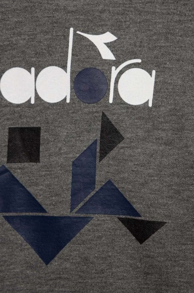 Дитяча кофта Diadora колір сірий з капюшоном з принтом фото 3